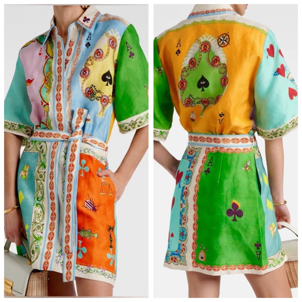 Colorful Playing Card Print Mini Dress